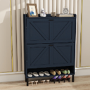 Navy Blue 2 Flip Patchwork Framed Shoe Cabinet