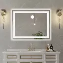 36" x 28" Tempered Glass Frameless LED Bathroom Mirror with Front and Backlight