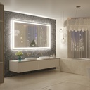 72" x 40" Tempered Glass Frameless LED Bathroom Mirror with Front and Backlight