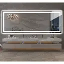 84" x 32" Tempered Glass Frameless LED Bathroom Mirror with Front and Backlight 