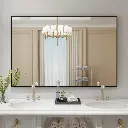 48" x 32" Black Vanity Wall Mirror With Aluminum Frame,Bathroom Mirror