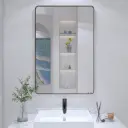  24''x36'' Silver Filleted Corner Wall Mounted Mirror, Bathroom Mirror